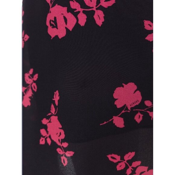 Versus Versace Strapless Floral-print Silk-crepe Mini Dress 46 US 10 Black Pink - Picture 9 of 15